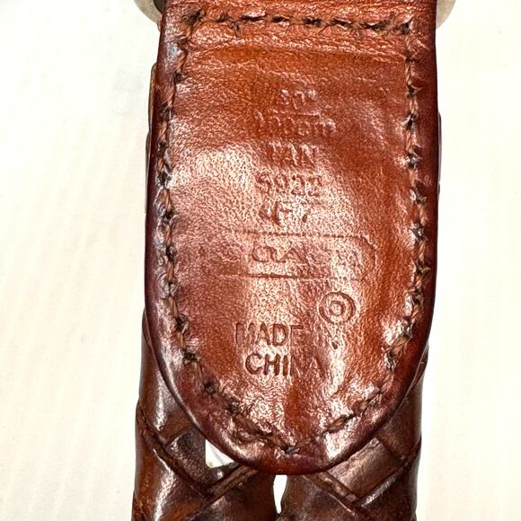 Vintage COACH 5922 Men's Belt 40" Braided Leather Brass Classic Preppy Luxury - Picture 4 of 8